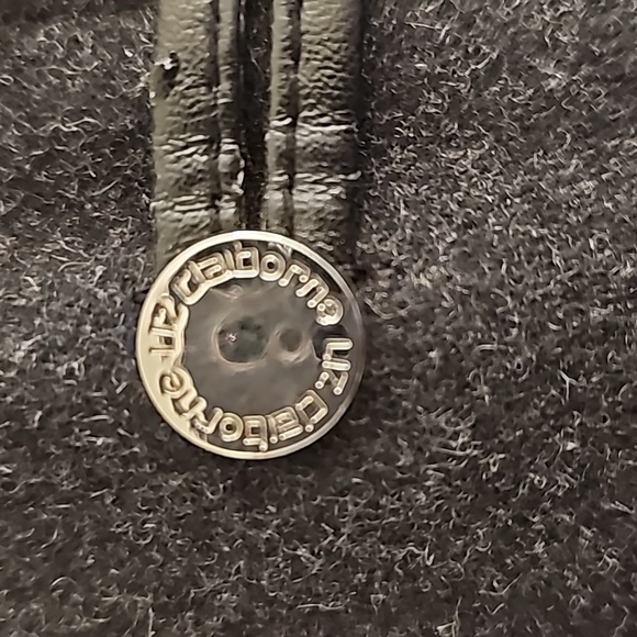 Liz Claiborne wool hooded long jacket zipper front decorative buttons Large - Picture 6 of 11